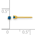 Inverness Stainless Steel 24k Gold-plated 2mm Blue CZ Stud Post Piercing Earrings