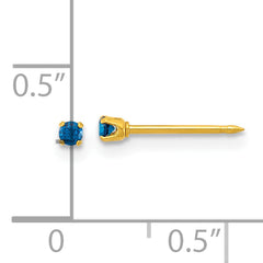 Inverness Stainless Steel 24k Gold-plated 2mm Blue CZ Stud Post Piercing Earrings
