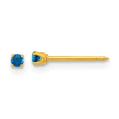 Inverness Stainless Steel 24k Gold-plated 2mm Blue CZ Stud Post Piercing Earrings