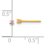 Inverness Stainless Steel 24k Gold-plated 2mm Pink CZ Stud Post Piercing Earrings