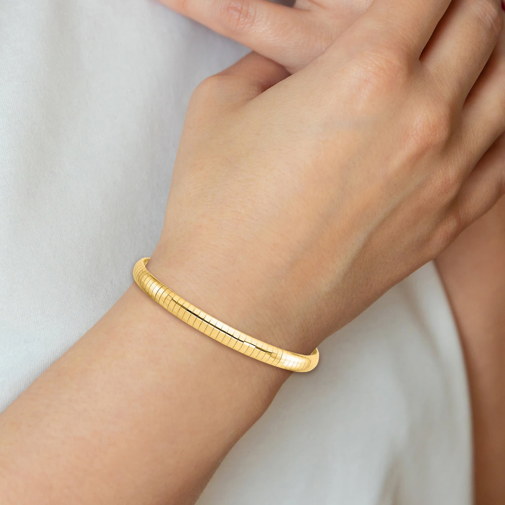 14K 6mm Domed Omega Bracelet