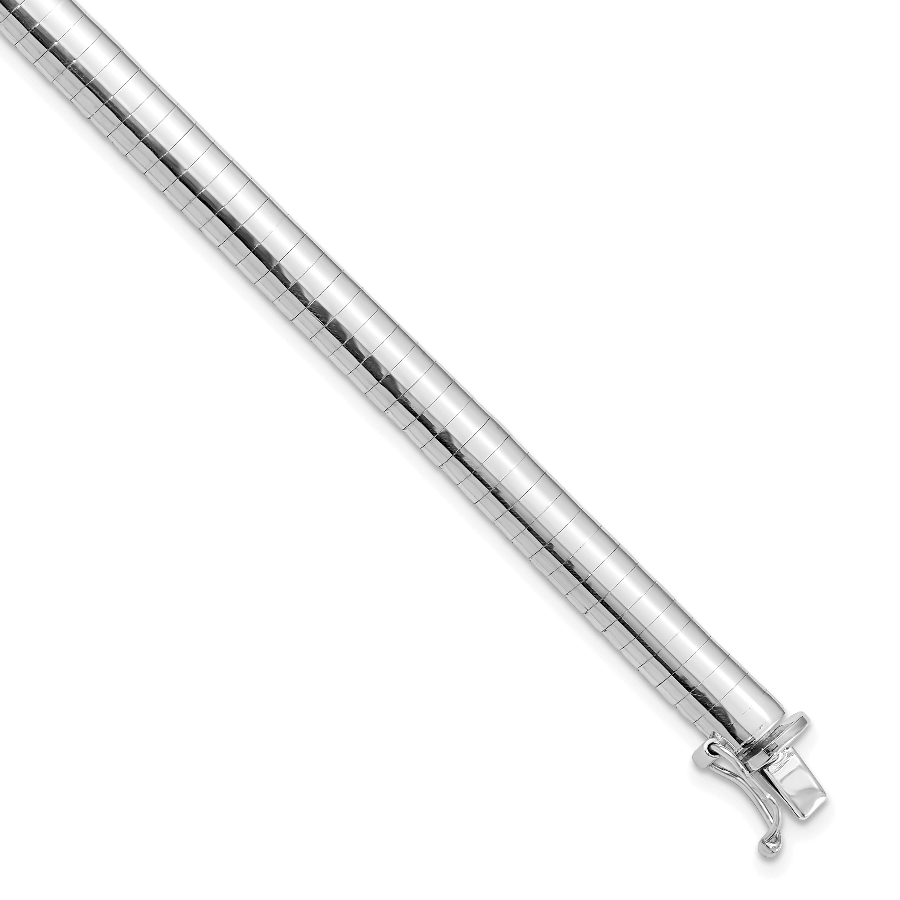 14K White Gold 6mm Domed 7inch Omega Bracelet Main image