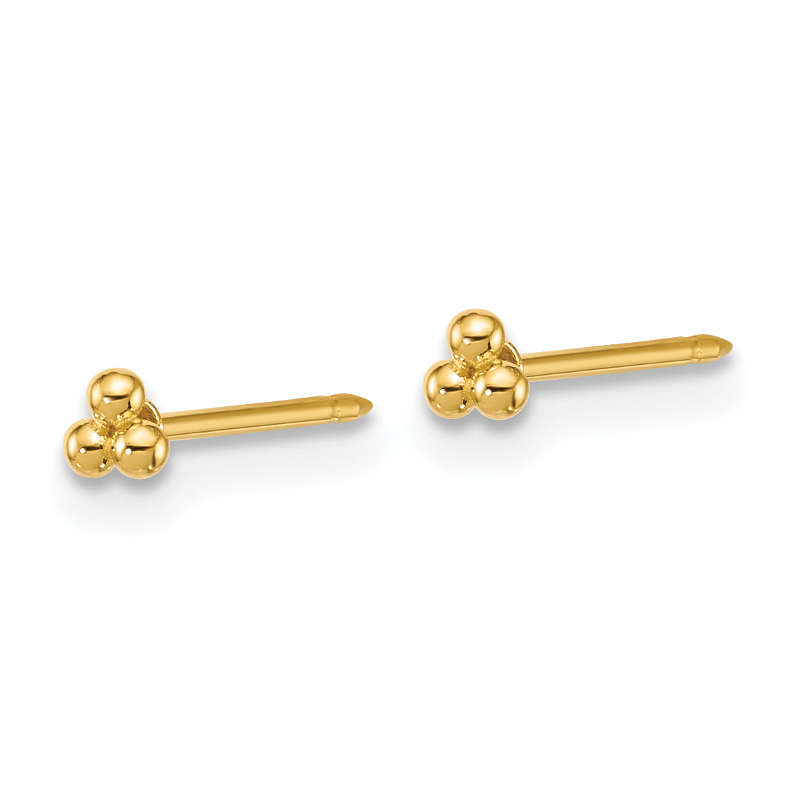 Inverness 14k Polished 3mm Triple Ball Post Piercing Earrings Secondary image
