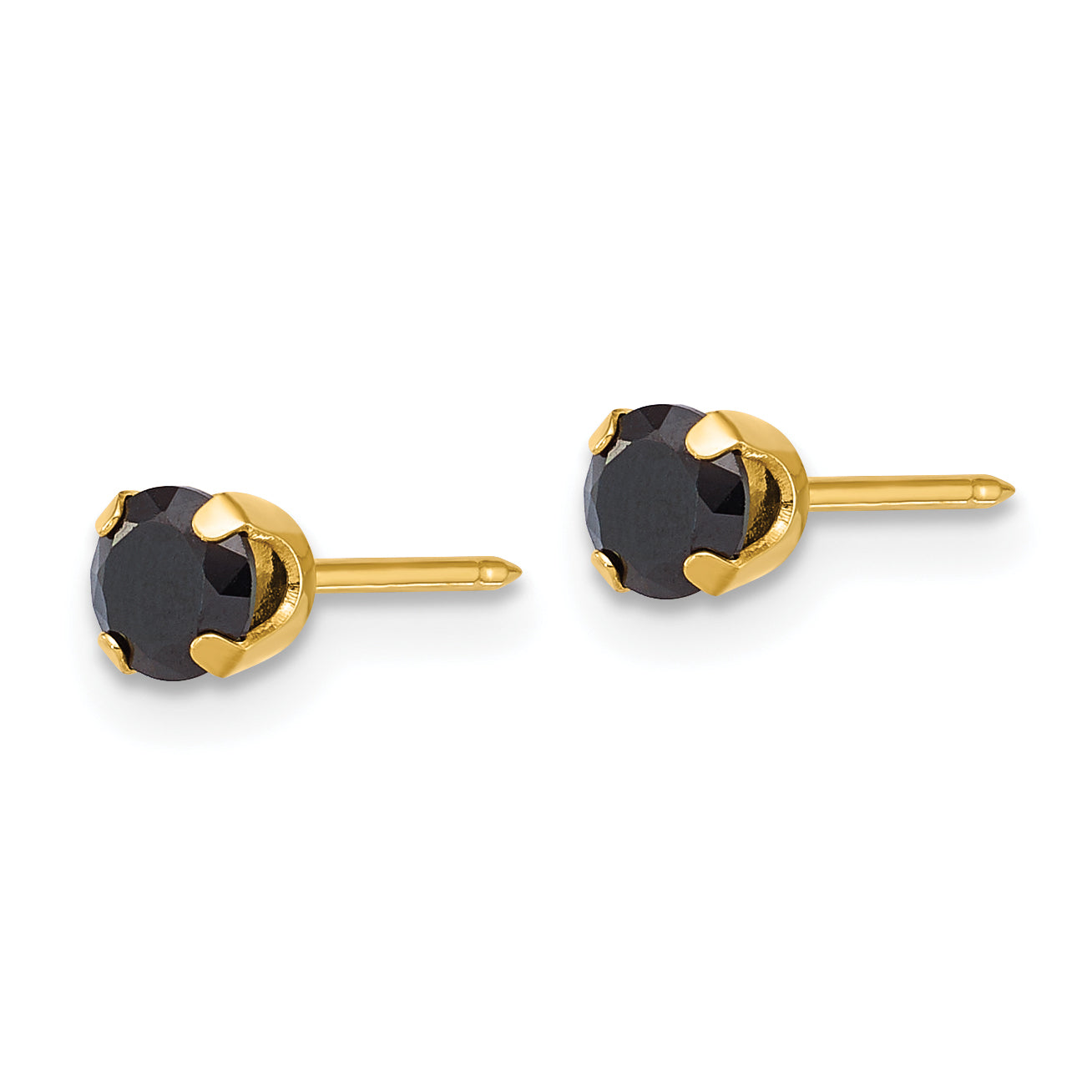 Inverness 14k Polished 4mm Black CZ Stud Post Piercing Earrings