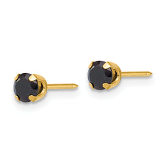 Inverness 14k Polished 4mm Black CZ Stud Post Piercing Earrings