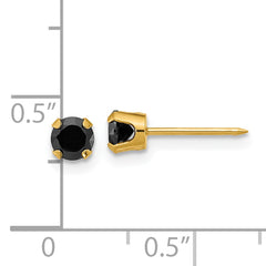 Inverness 14k Polished 4mm Black CZ Stud Post Piercing Earrings