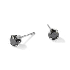 Black Cubic Zirconia Piercing Stud Earrings in 14K White Gold, 4.2mm - Sophia Jewelers