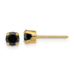 Inverness 14k Polished 4mm Black CZ Stud Post Piercing Earrings