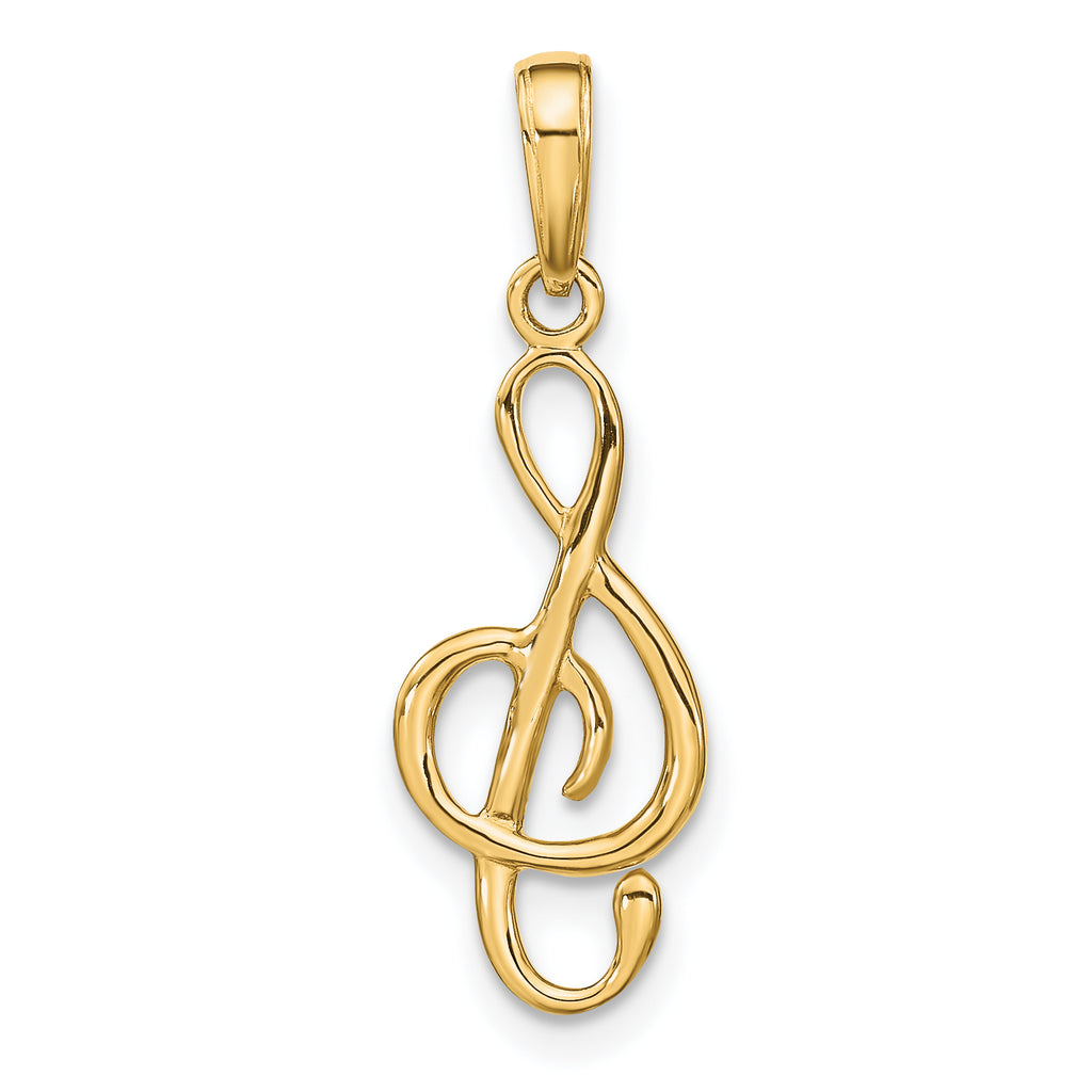 10K Yellow Gold Polished Treble Clef Pendant