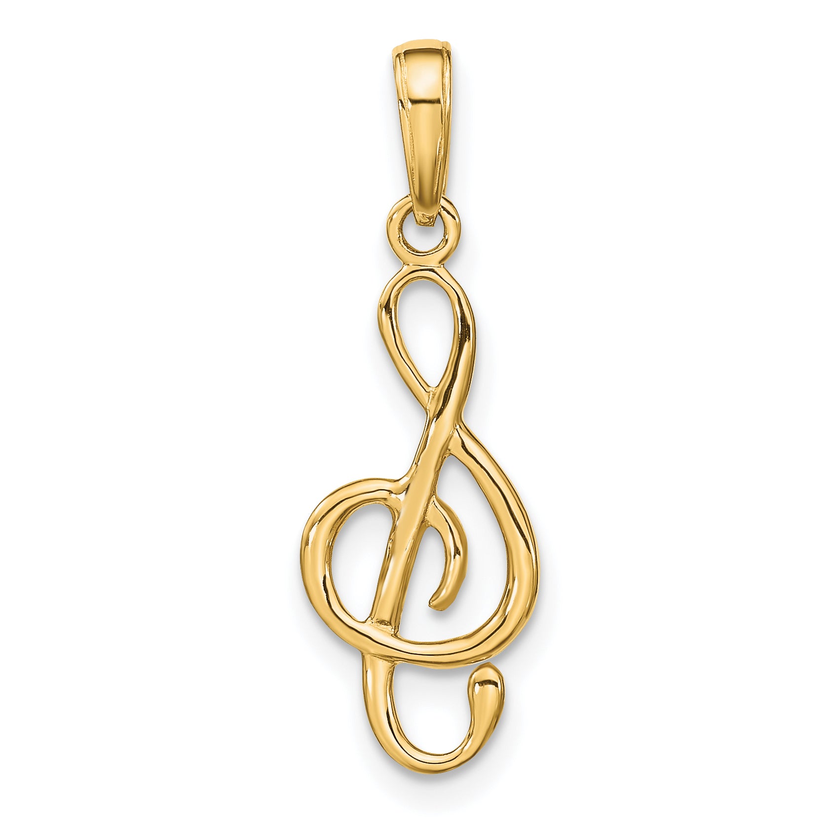 10K Yellow Gold Polished Treble Clef Pendant