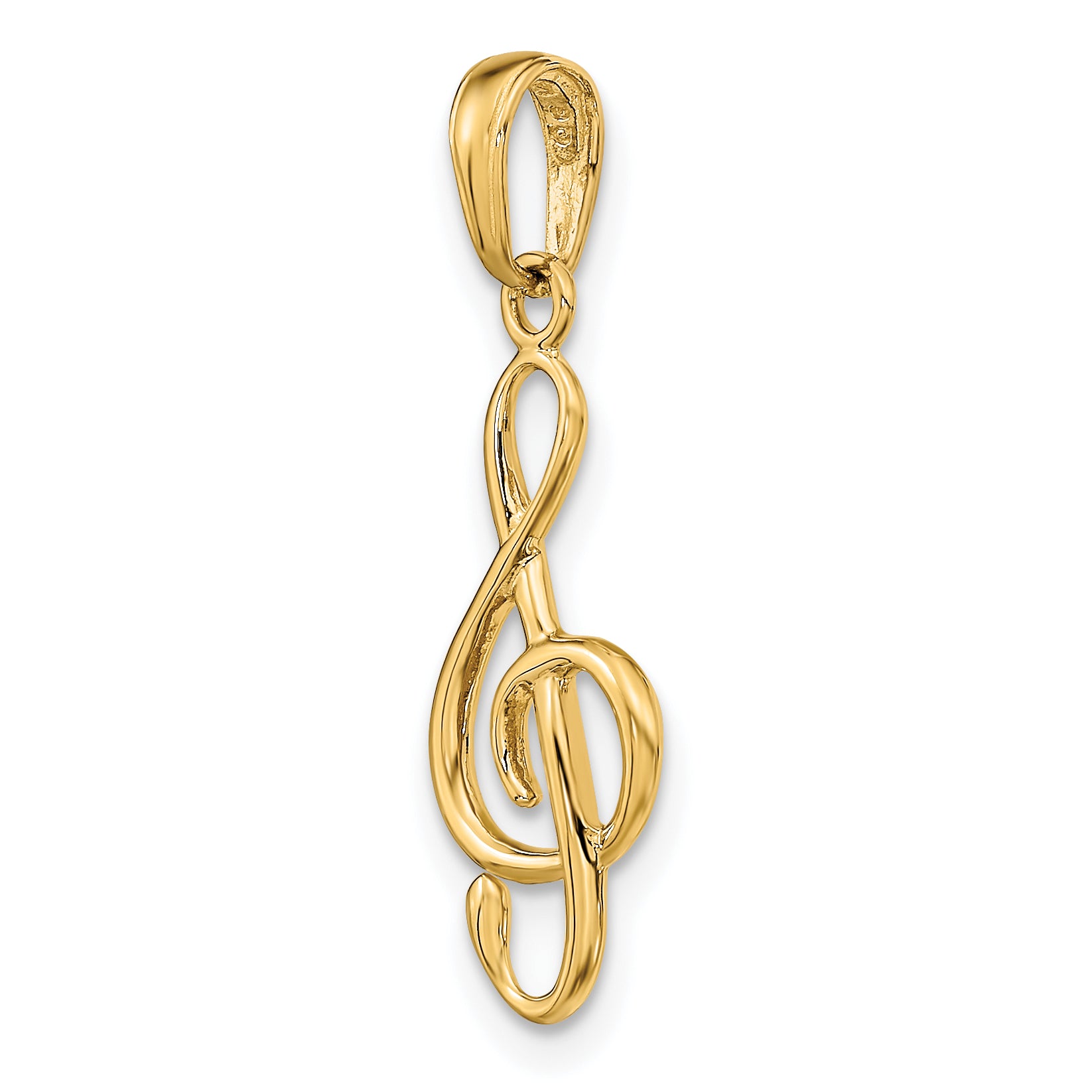 10K Yellow Gold Polished Treble Clef Pendant