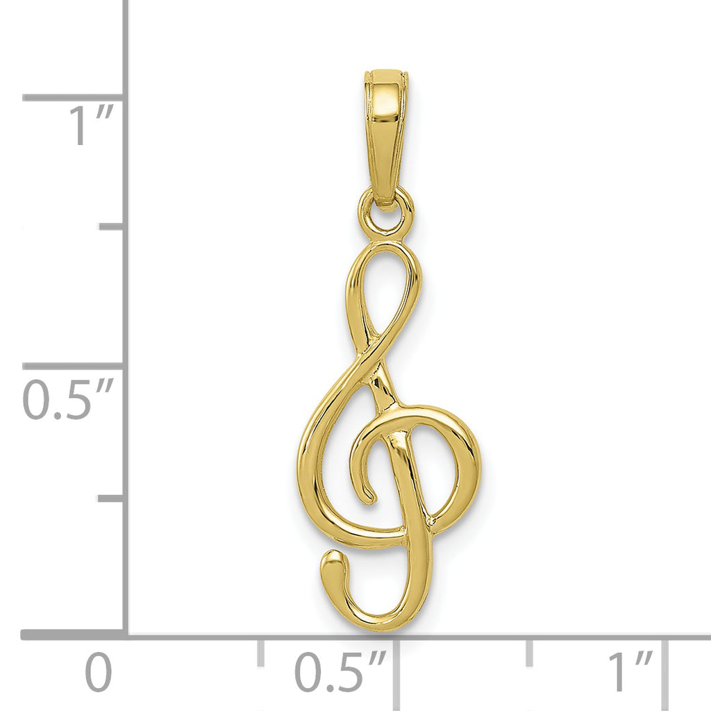 10K Yellow Gold Polished Treble Clef Pendant