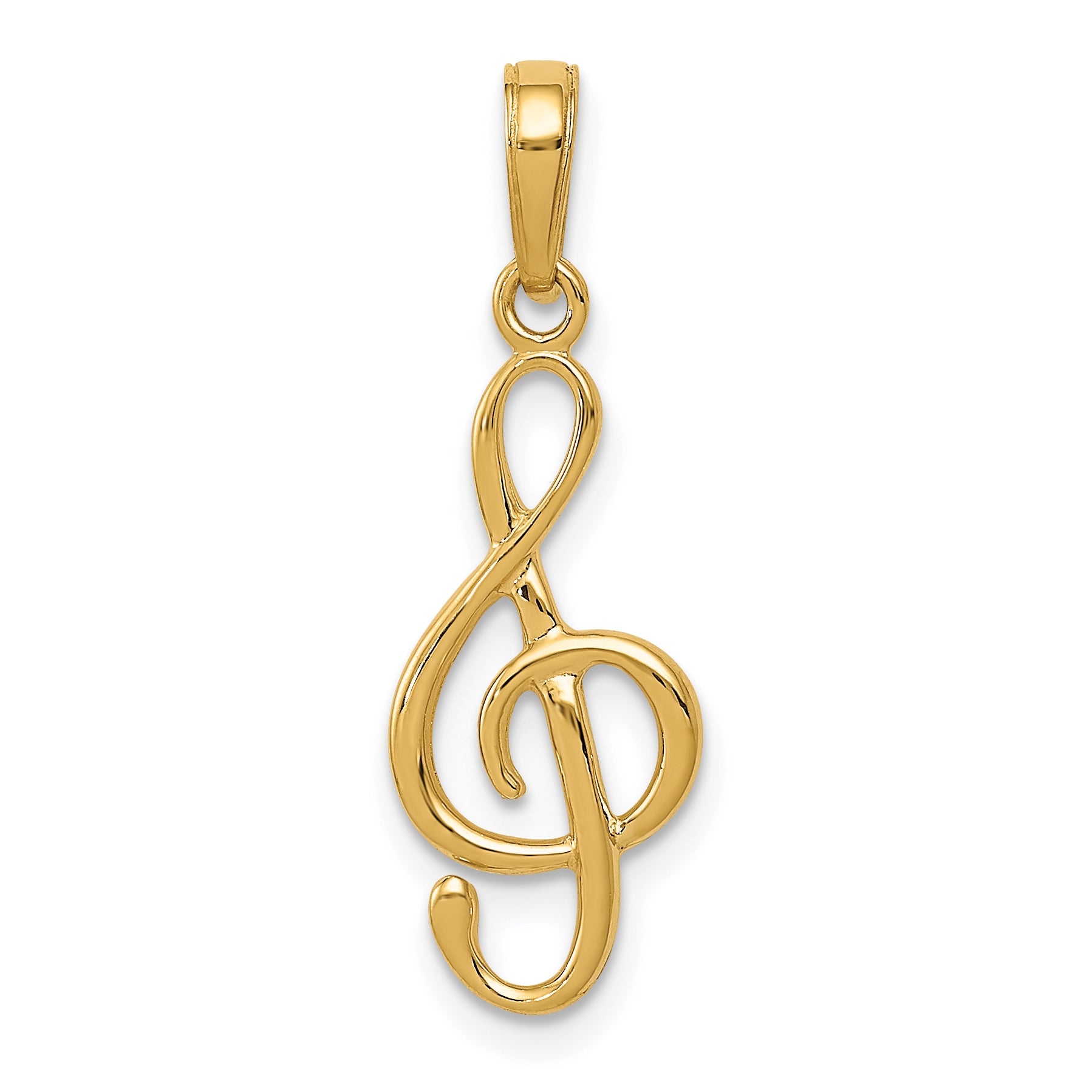 10K Yellow Gold Polished Treble Clef Pendant
