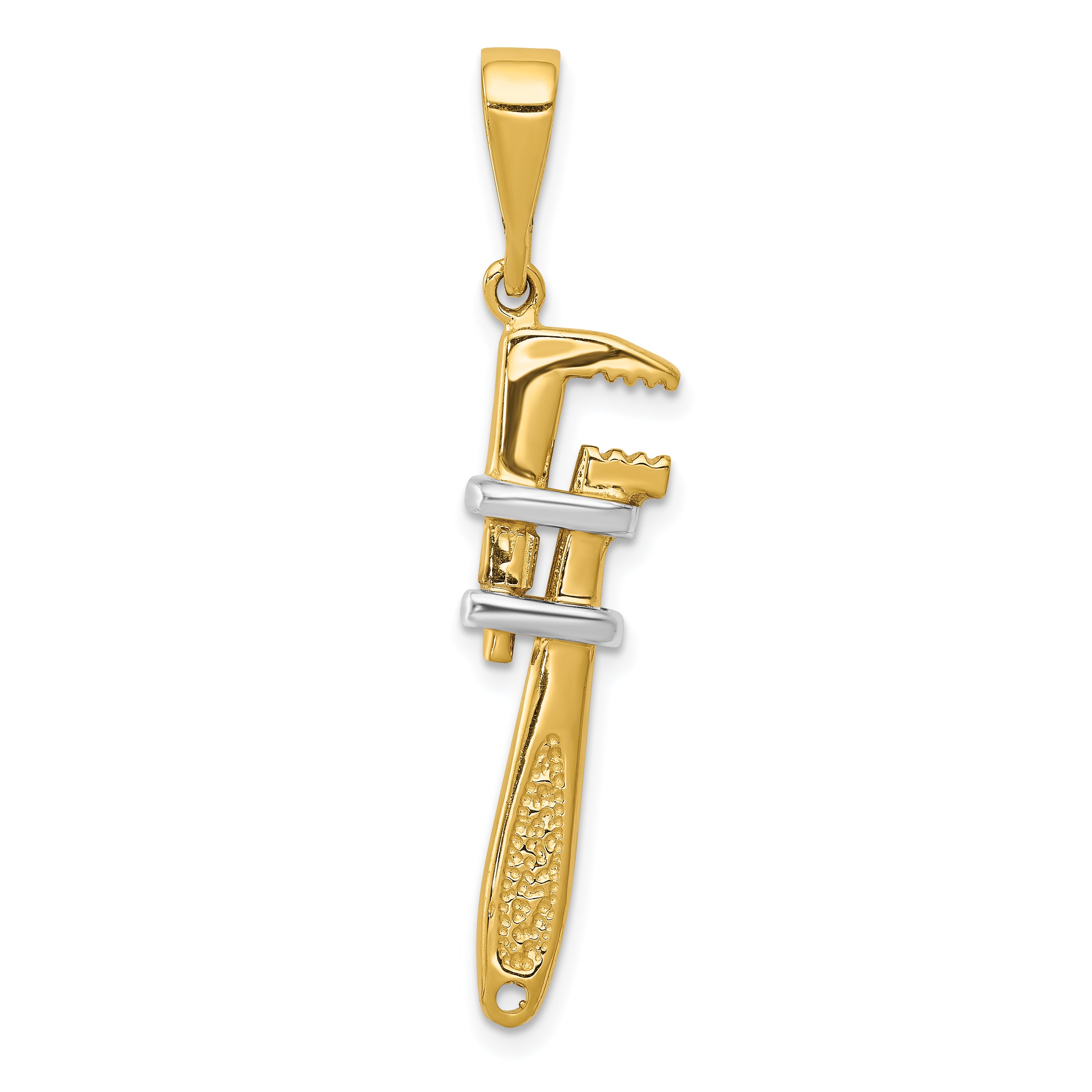 10k & Rhodium 3-D Pipe Wrench Charm Main image