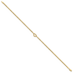 10k Diamond-cut Open Heart and Rope Chain 10 inch Anklet