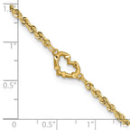10k Diamond-cut Open Heart and Rope Chain 10 inch Anklet