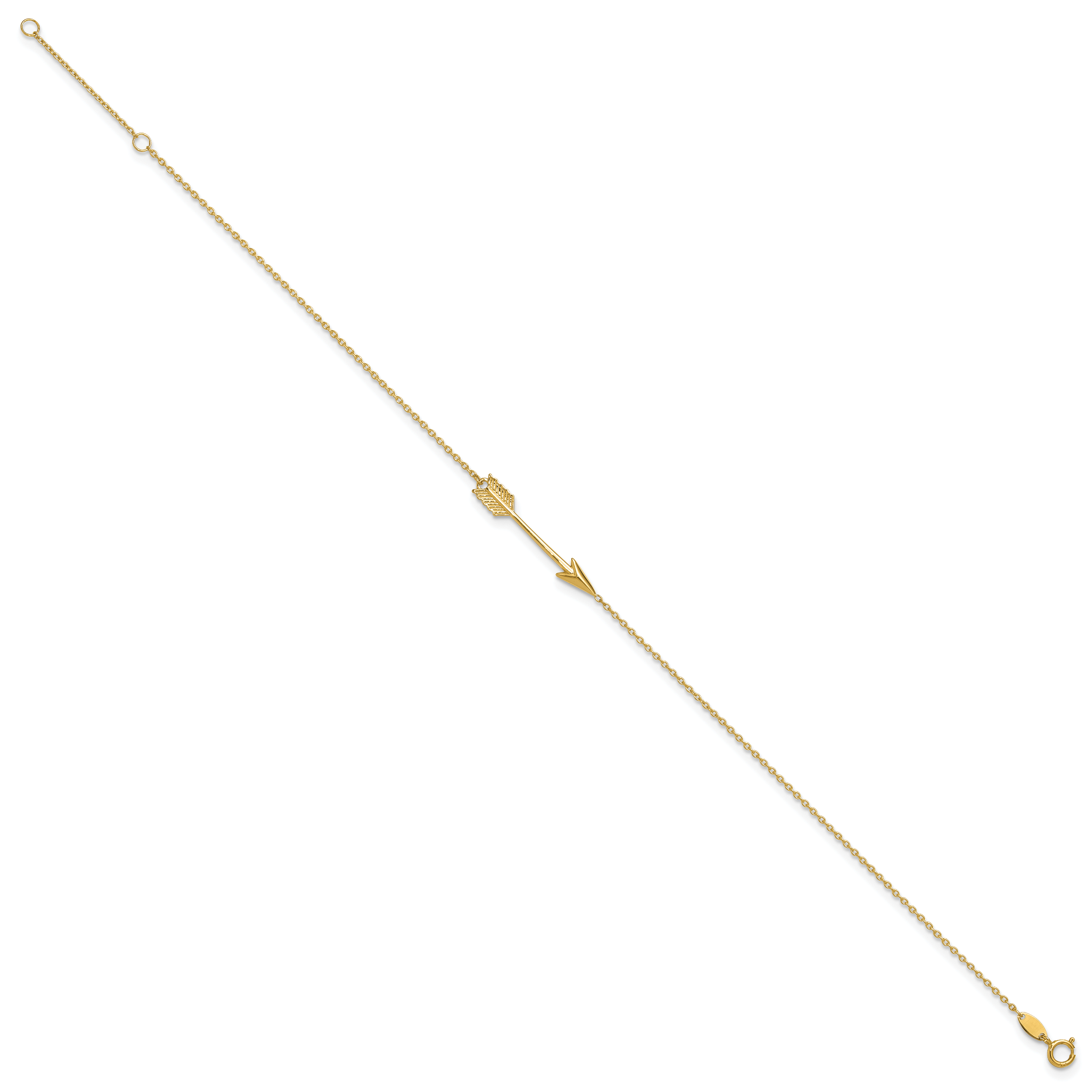10k Polished Arrow 9 inch Plus 1 inch Extender - Total 10 inch Anklet Secondary image