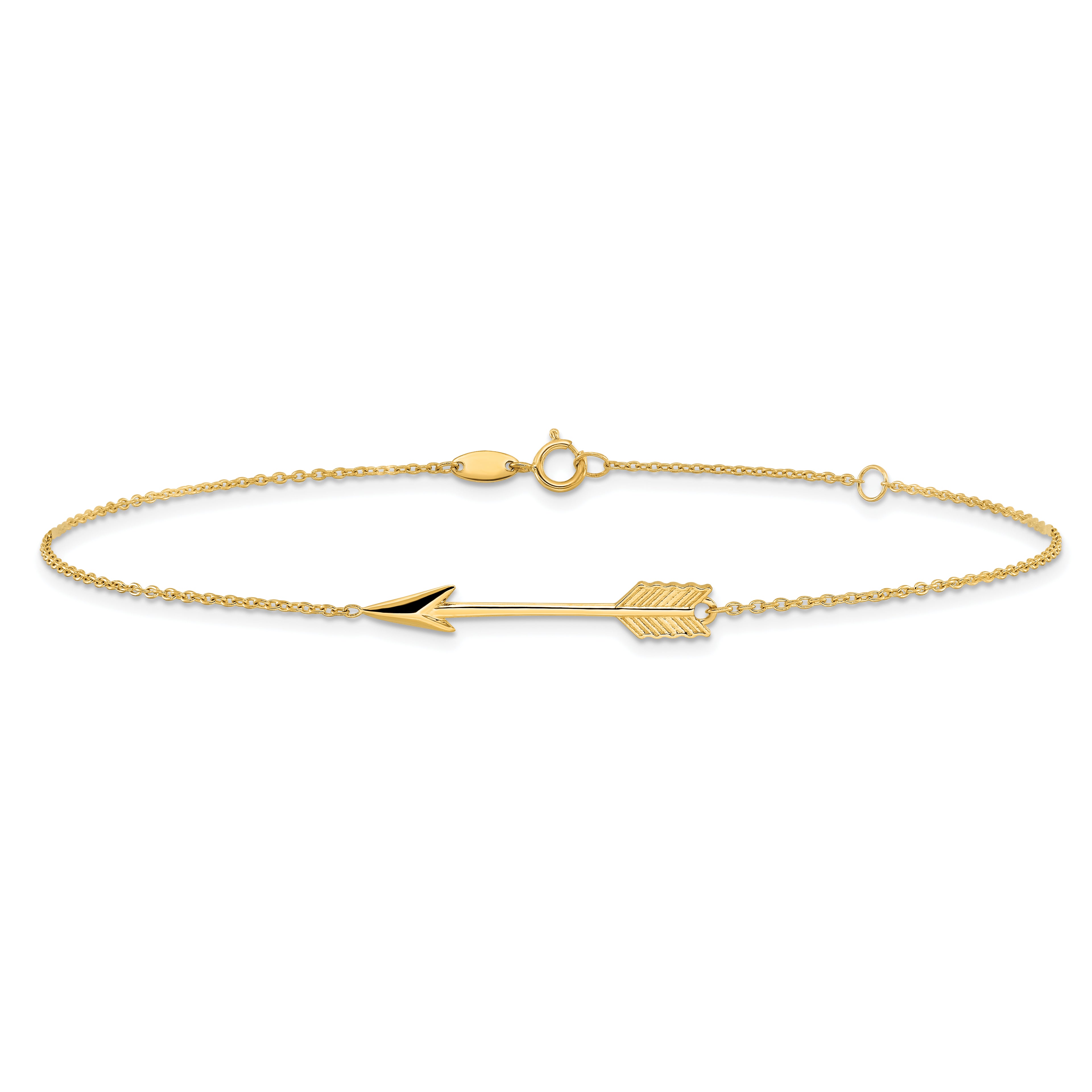 10k Polished Arrow 9 inch Plus 1 inch Extender - Total 10 inch Anklet