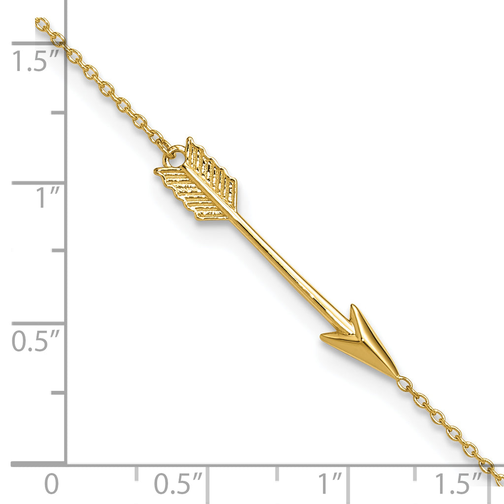 10k Polished Arrow 9 inch Plus 1 inch Extender - Total 10 inch Anklet