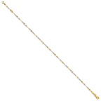 10k Two-Tone Polished Fancy Link 9 inch Plus 1 inch Extender - Total  10 inch Anklet