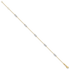 10K Two-tone Polished Infinity 5-Station 9 inch Plus 1 inch Extender - Total 10 inch Anklet