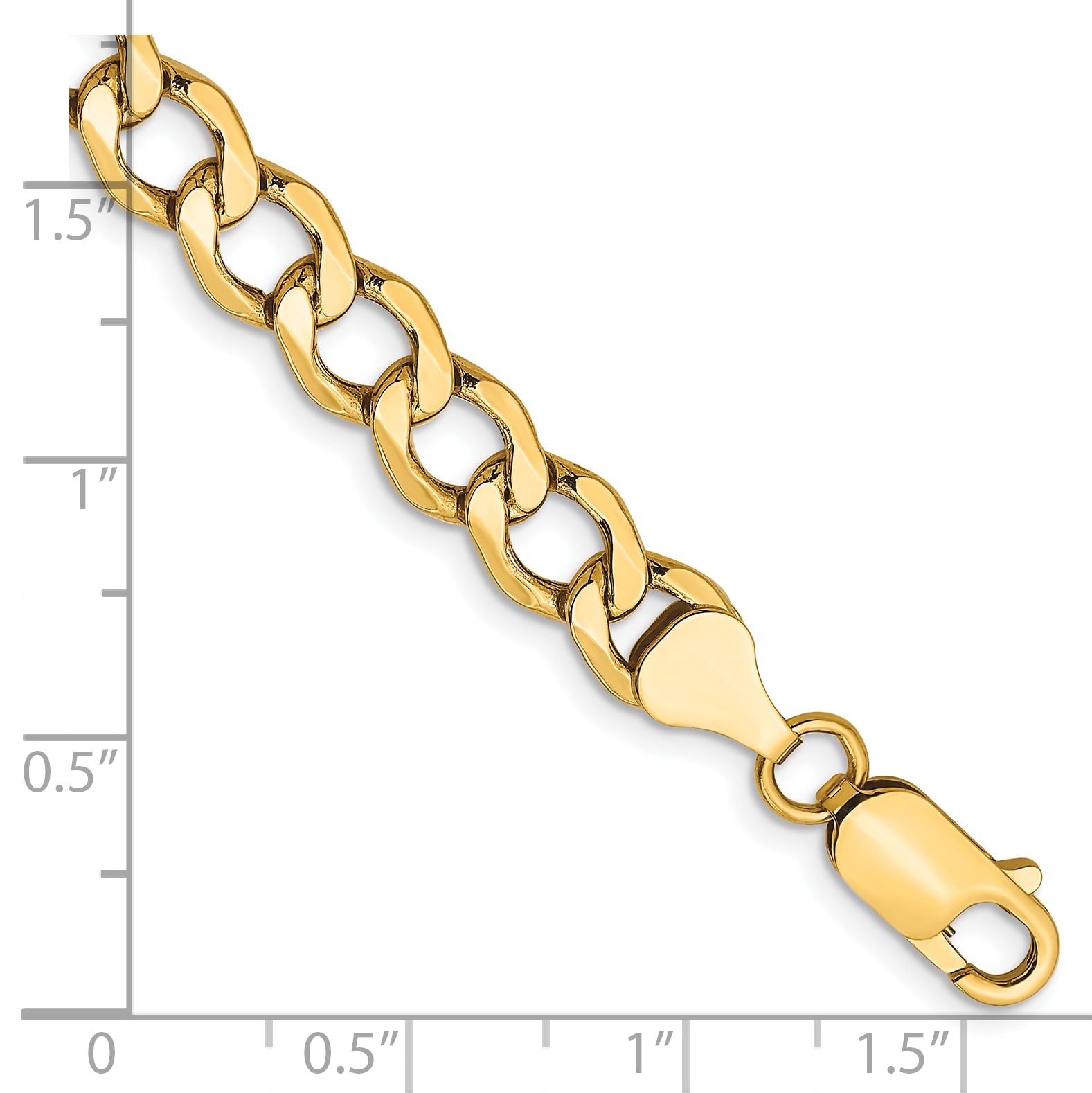 Semi-Solid Curb Link Chain in 10K Yellow Gold, 6.5mm Secondary image