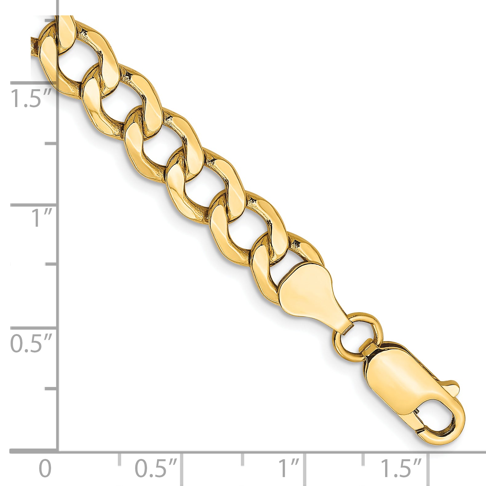 Curb Link Chain Bracelet in 10K Yellow Gold, 7mm Secondary image