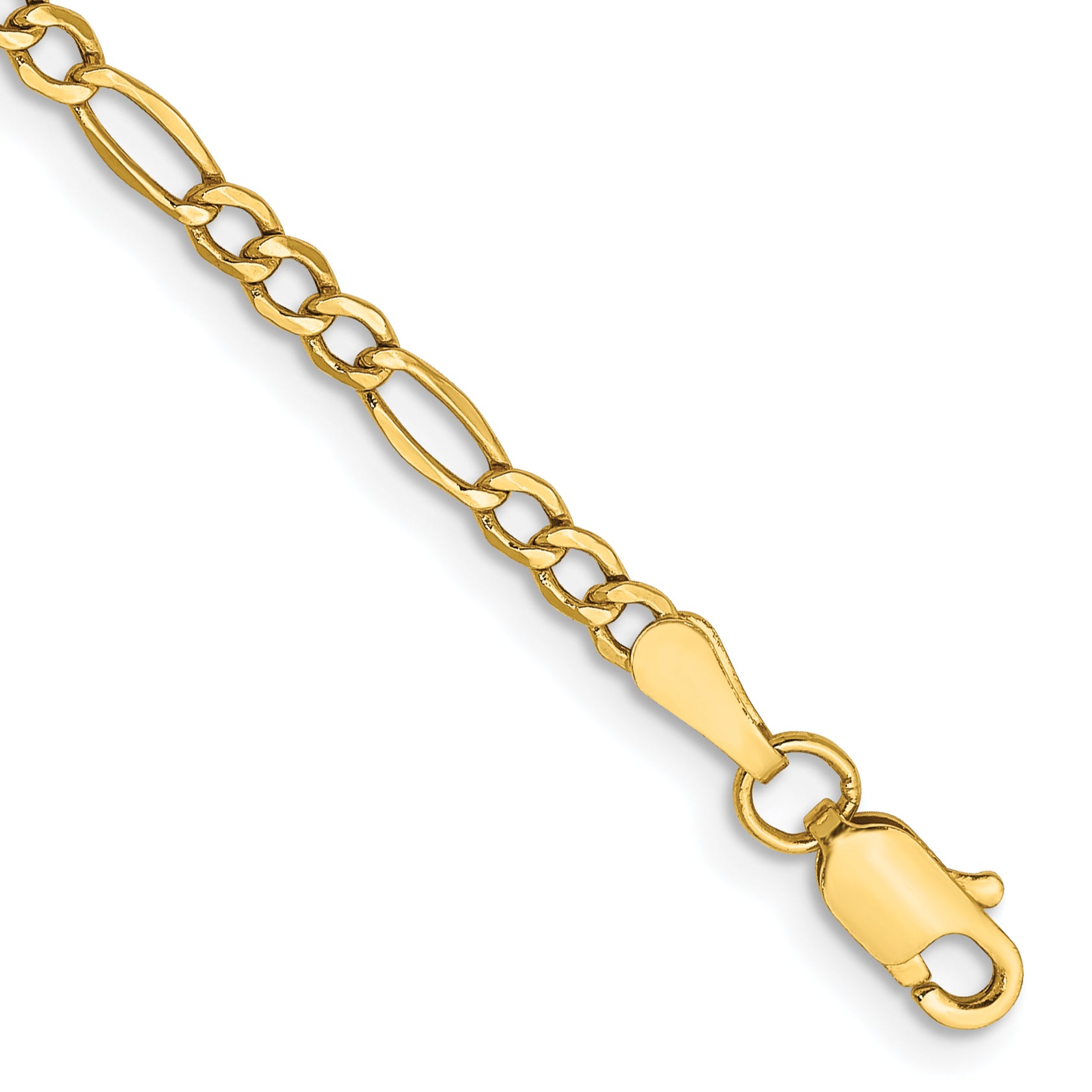 10k 2.5mm Semi-Solid Figaro Chain Anklet Main image