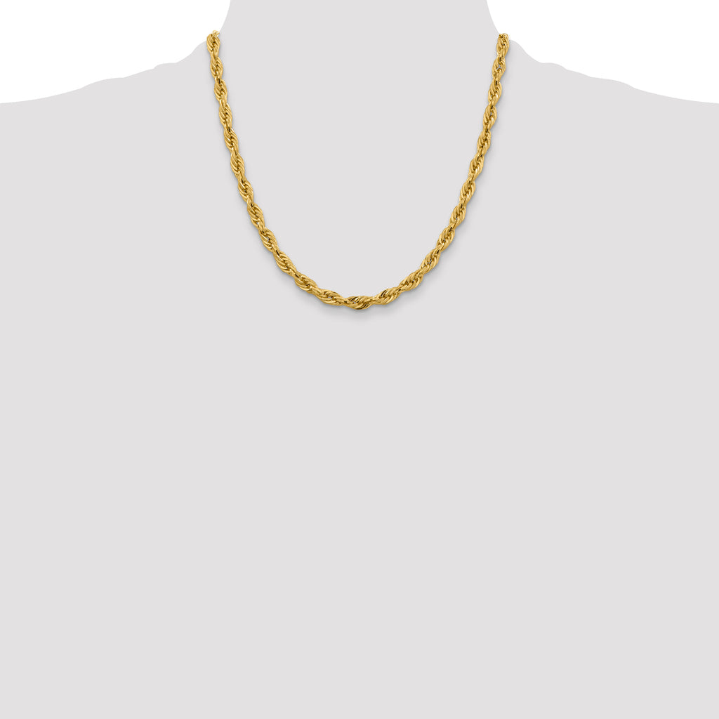 10K Yellow Gold Rope Chain Necklace 5.4mm, 8–28 Inch - Sophia Jewelers