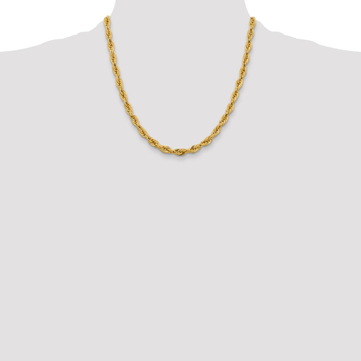 10K Yellow Gold Rope Chain Necklace 5.4mm, 8–28 Inch - Sophia Jewelers