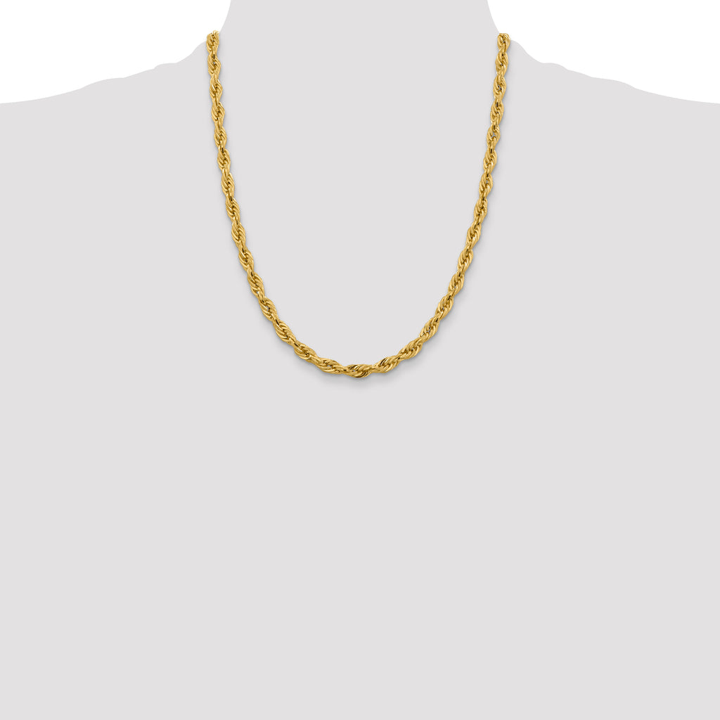 10K Yellow Gold Rope Chain Necklace 5.4mm, 8–28 Inch - Sophia Jewelers