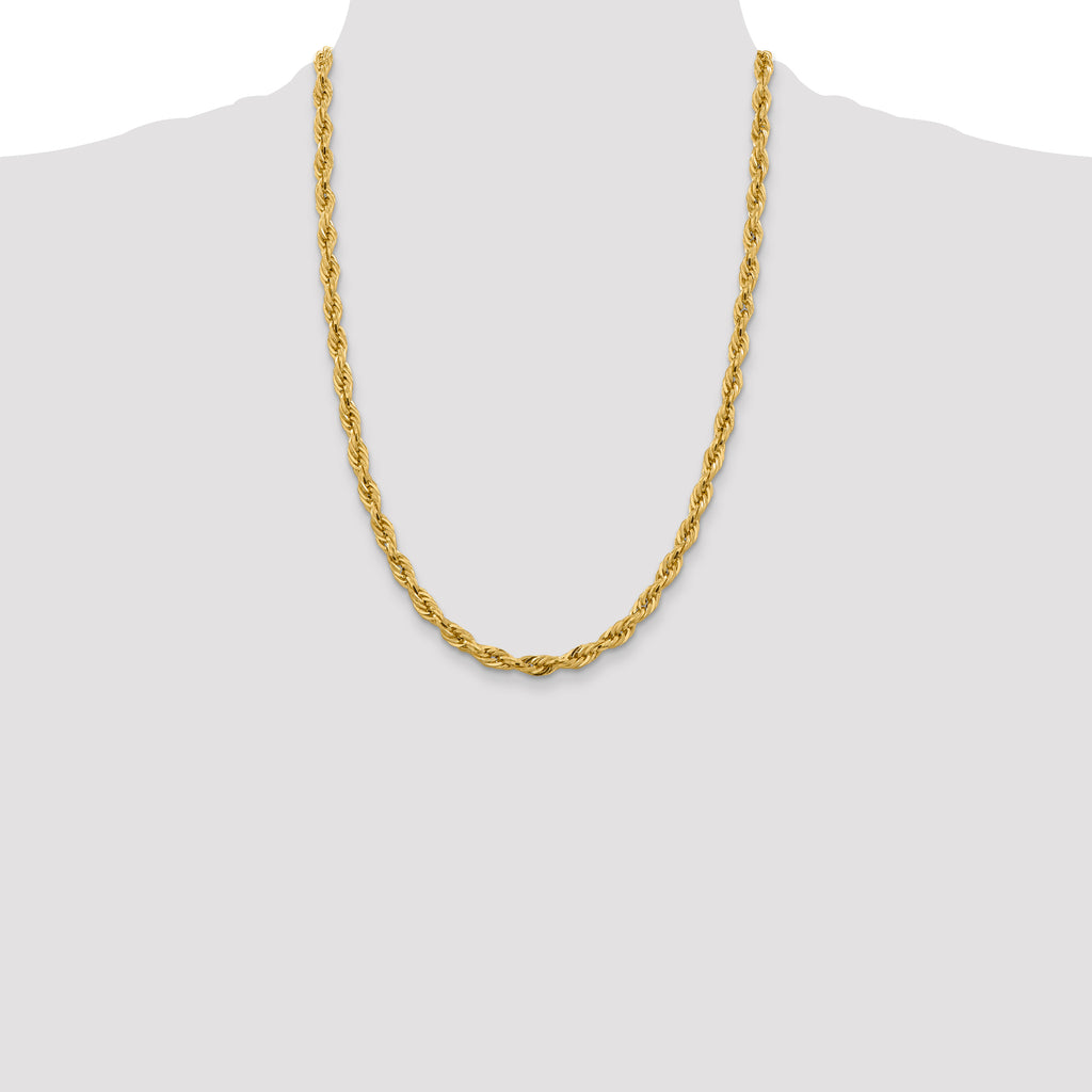 10K Yellow Gold Rope Chain Necklace 5.4mm, 8–28 Inch - Sophia Jewelers