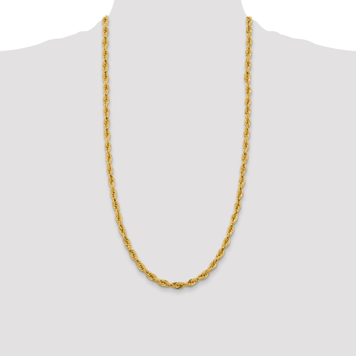 10K Yellow Gold Rope Chain Necklace 5.4mm, 8–28 Inch - Sophia Jewelers