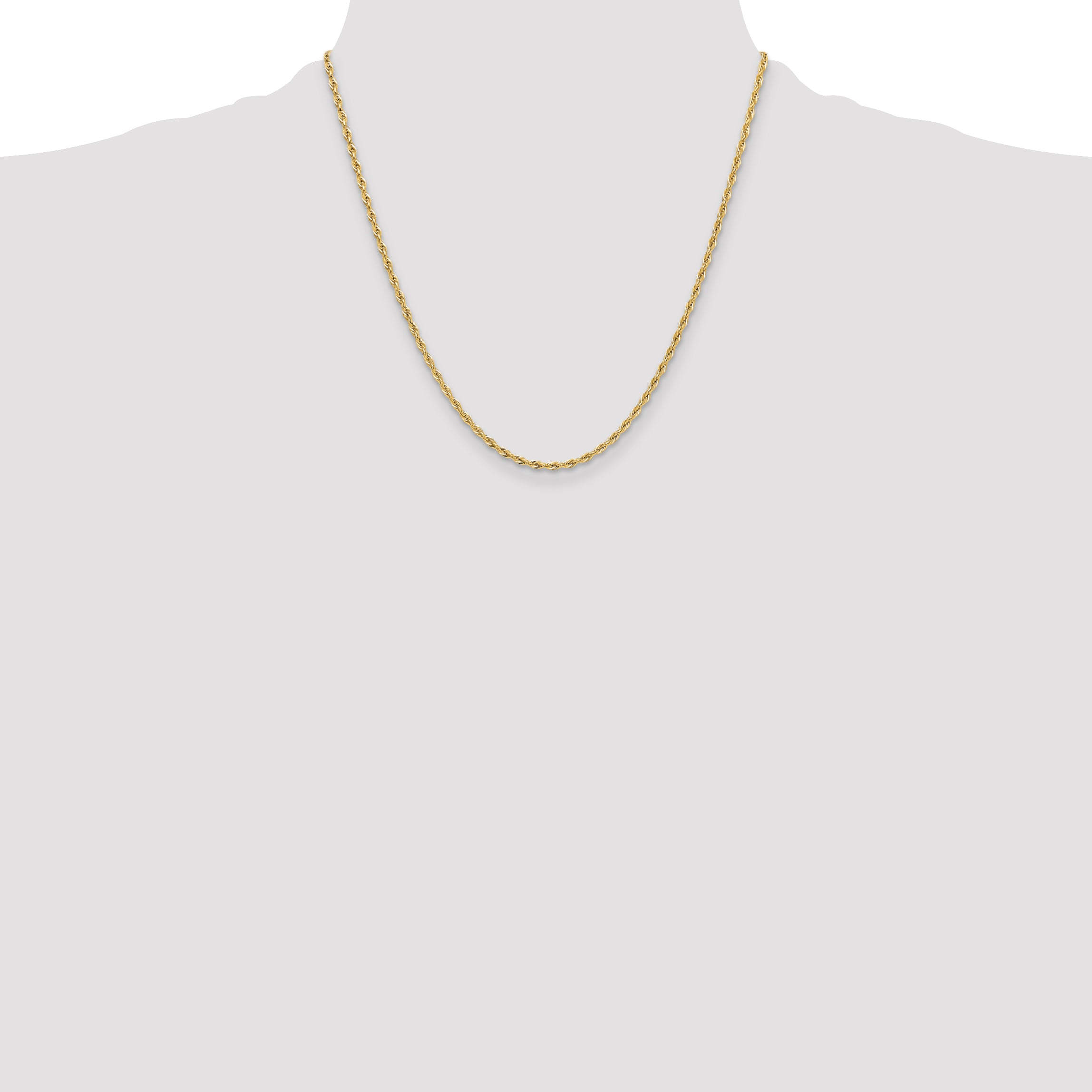 10k 2.5mm Semi-Solid Rope Chain