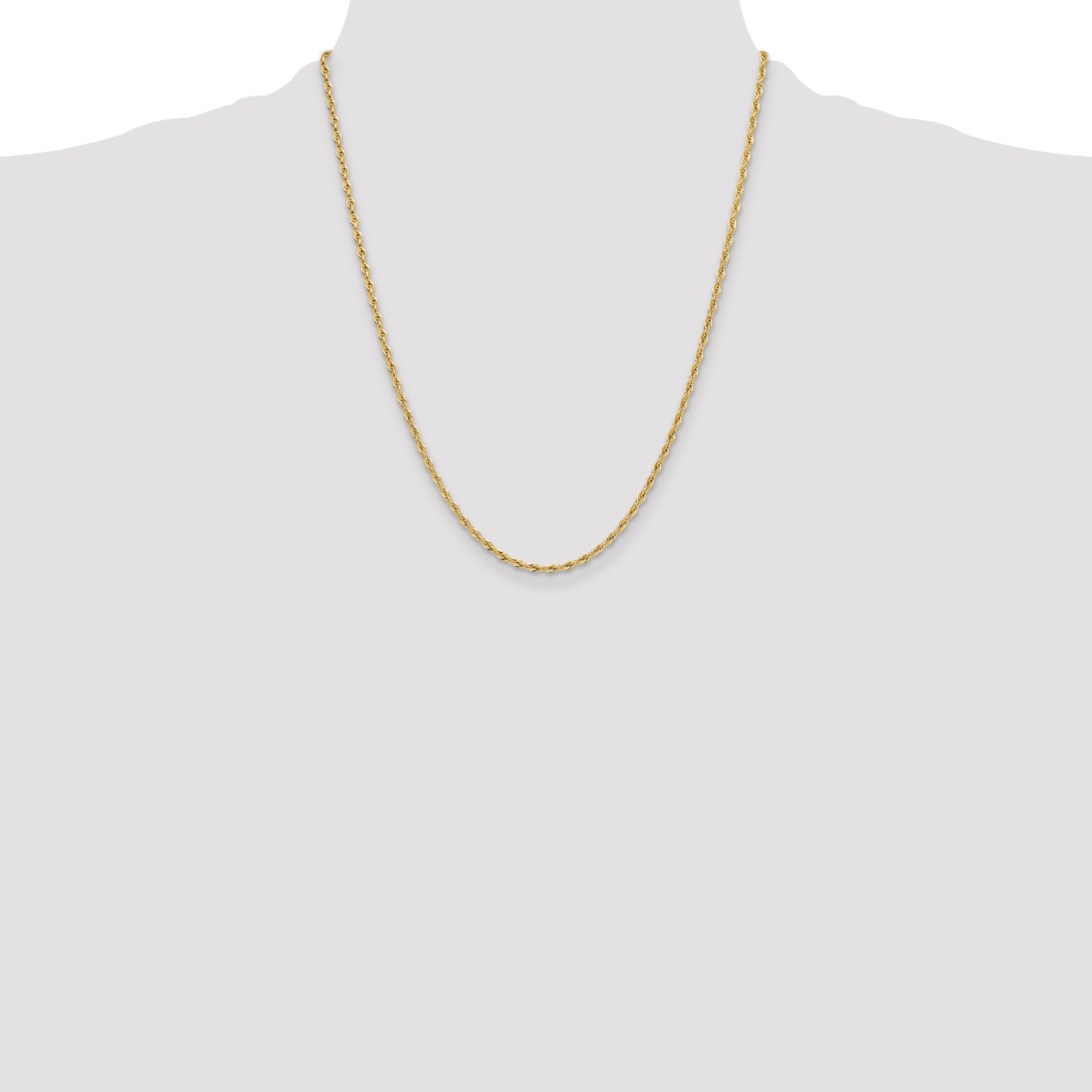 10k 2.5mm Semi-Solid Rope Chain