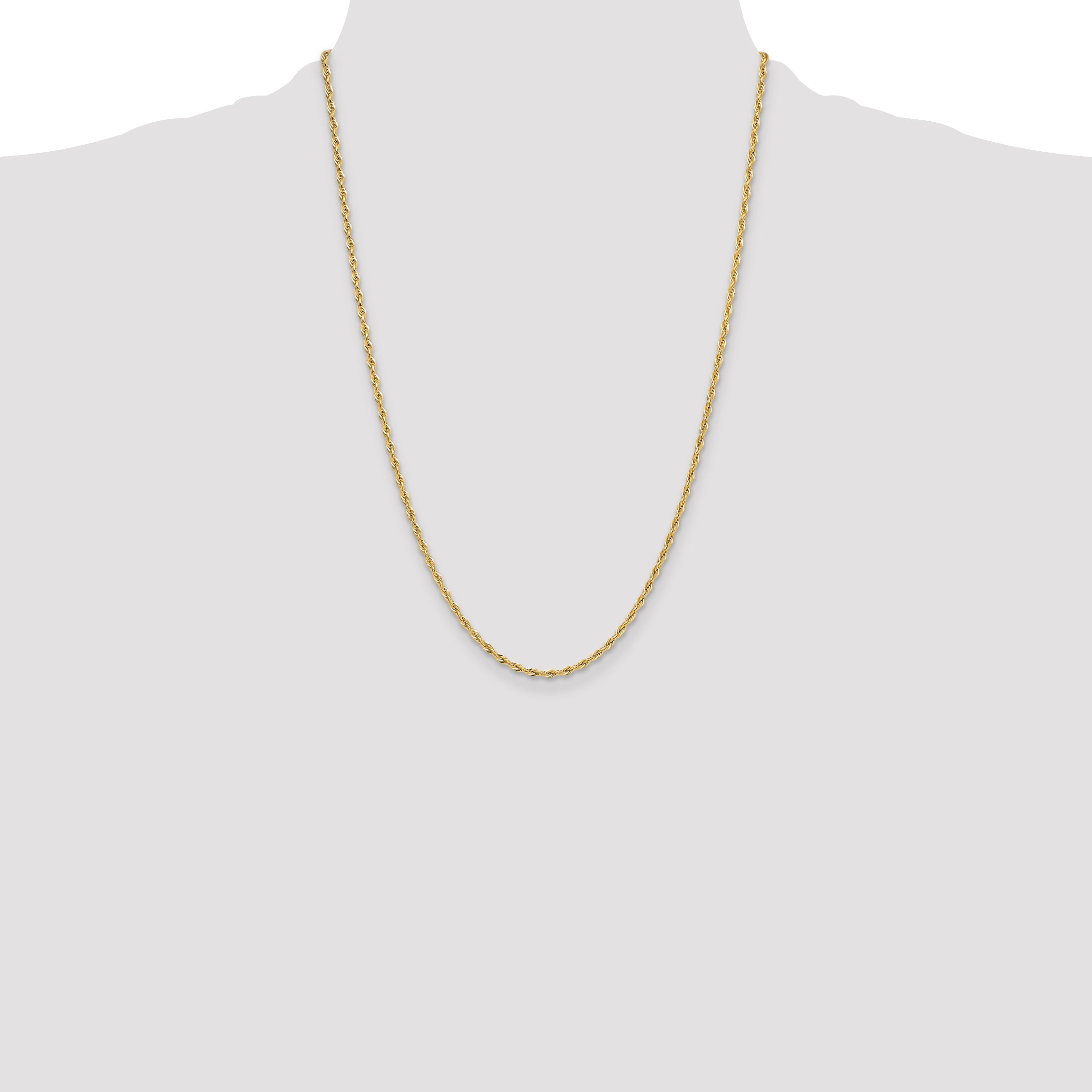 10k 2.5mm Semi-Solid Rope Chain