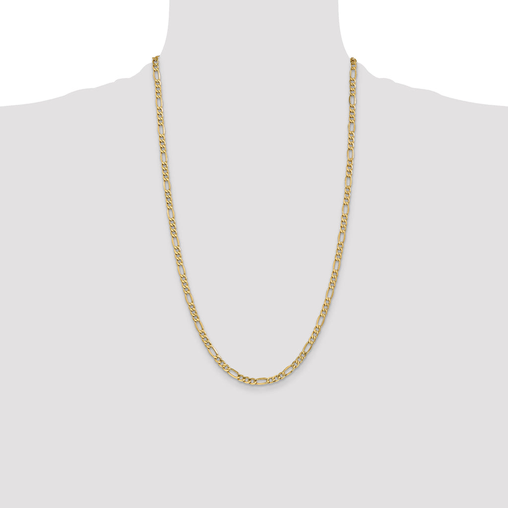 10k 4.4mm Semi-Solid Figaro Chain
