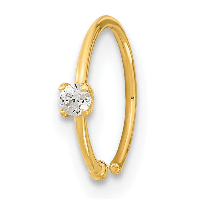 10K 20 Gauge CZ Hoop Nose Ring Body Jewelry Main image