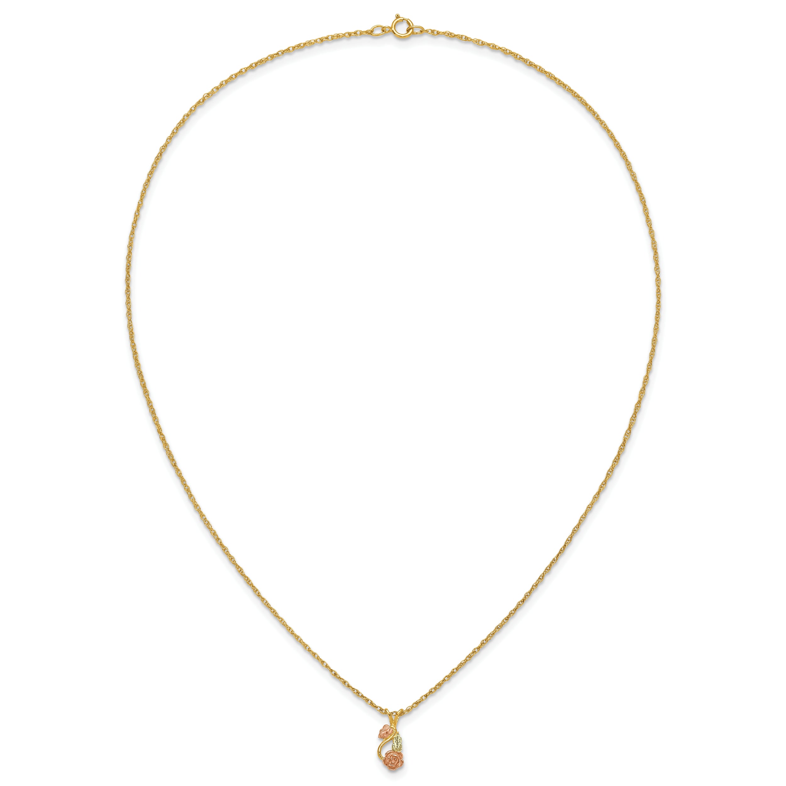 10K Tri-color w/14K Gold-filled Chain Black Hills Gold Necklace