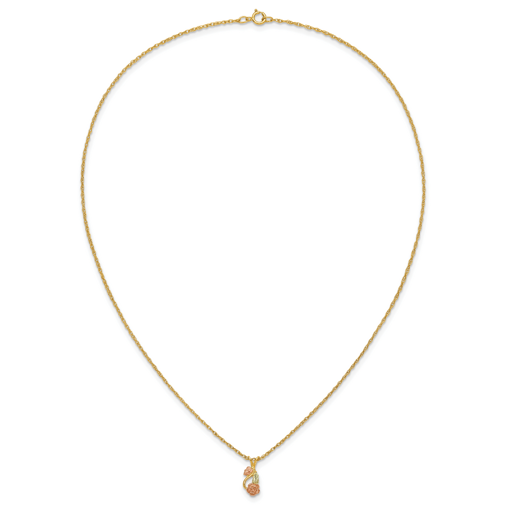 10K Tri-color w/14K Gold-filled Chain Black Hills Gold Necklace