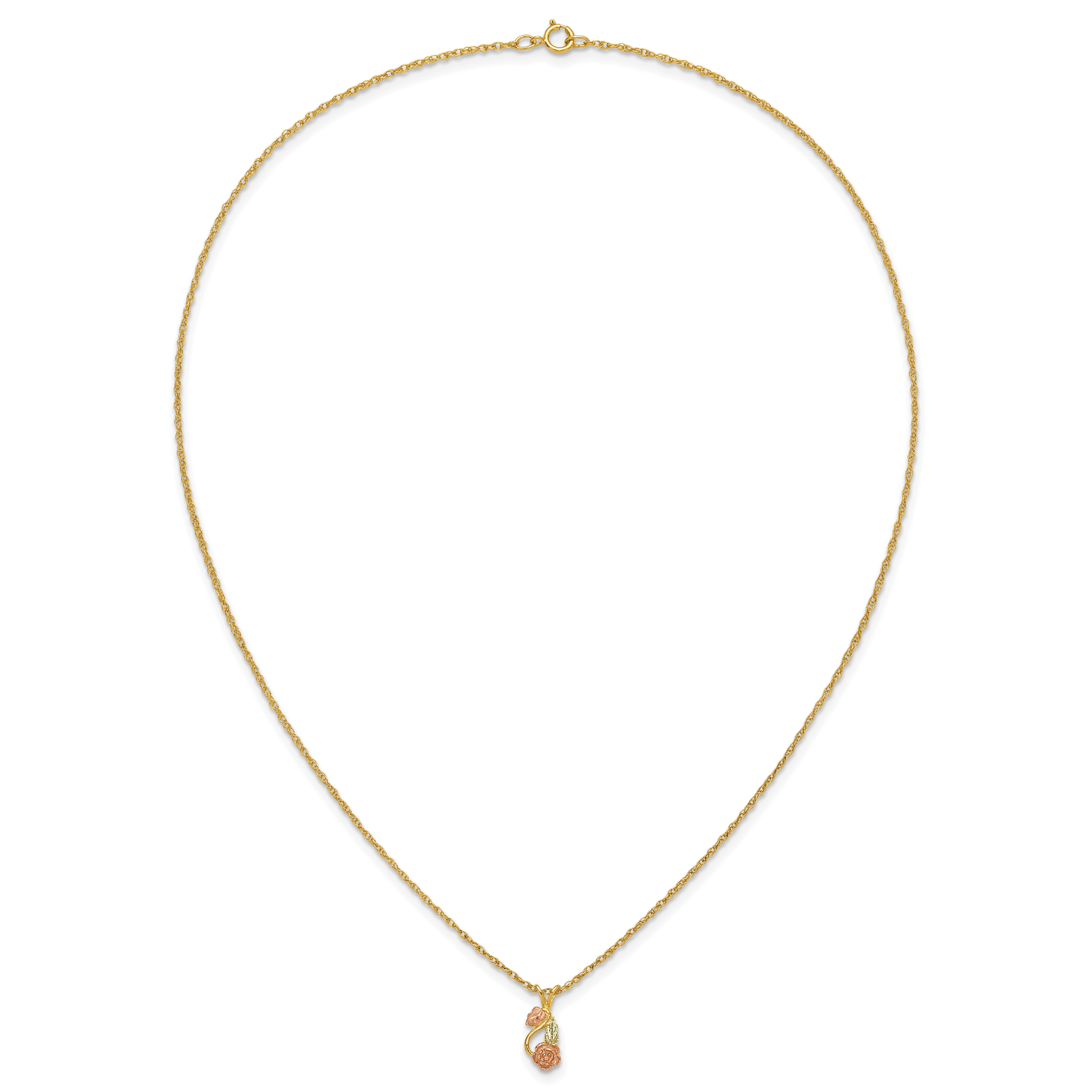 10K Tri-color w/14K Gold-filled Chain Black Hills Gold Necklace