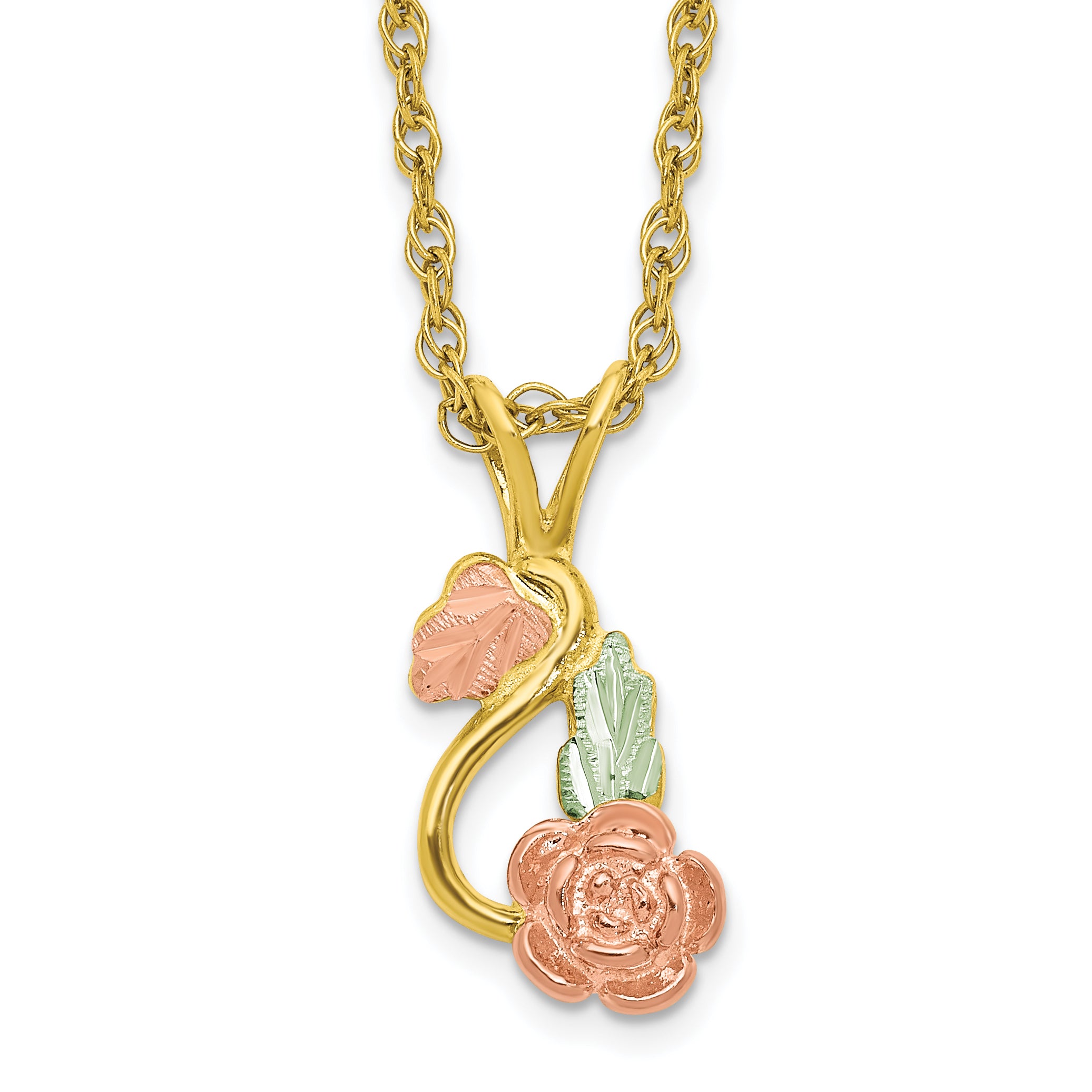 10K Tri-color w/14K Gold-filled Chain Black Hills Gold Necklace Main image
