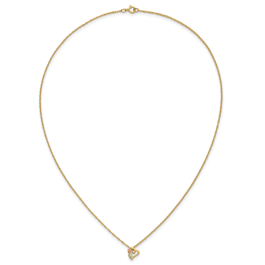 10K Tri-color w/12K Accents Diamond Black Hills Gold Necklace