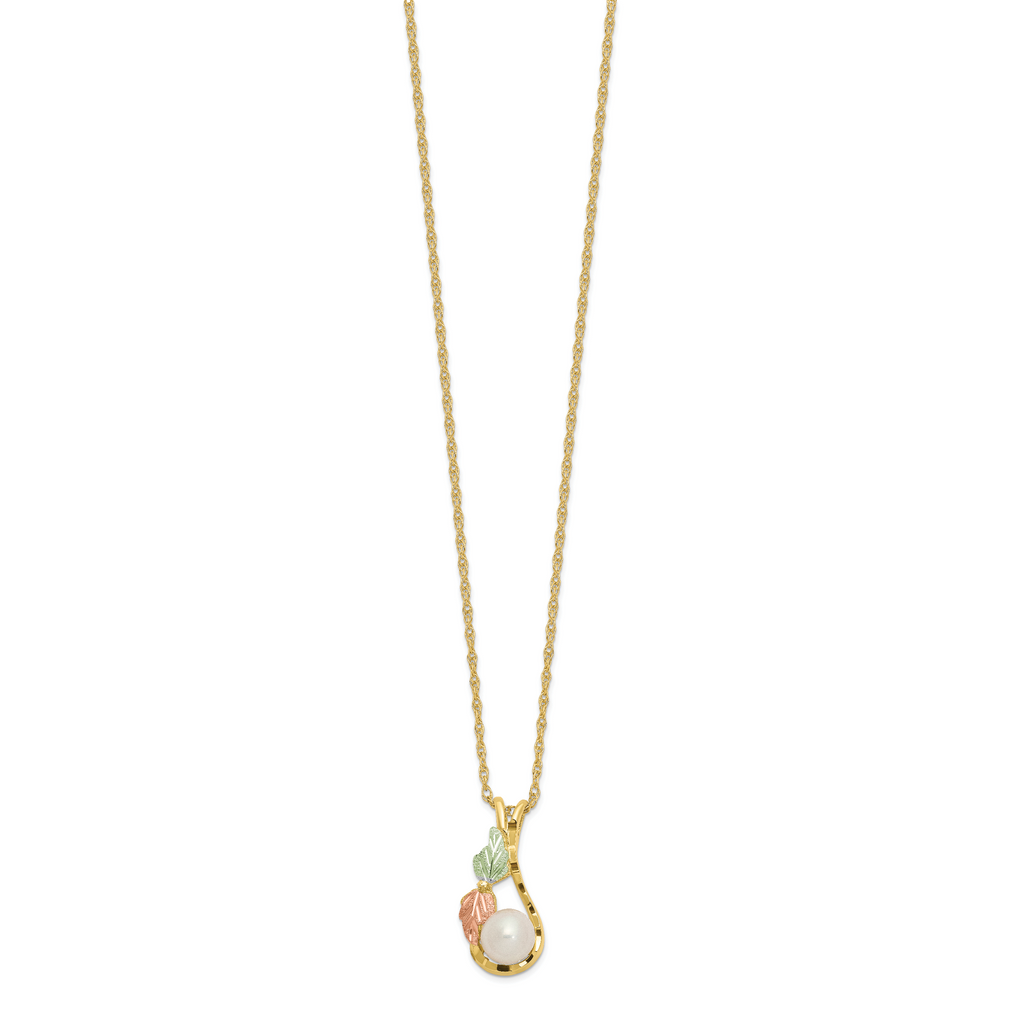 10K Tri-color w/12K Accents FWC Pearl Black Hills Gold Necklace