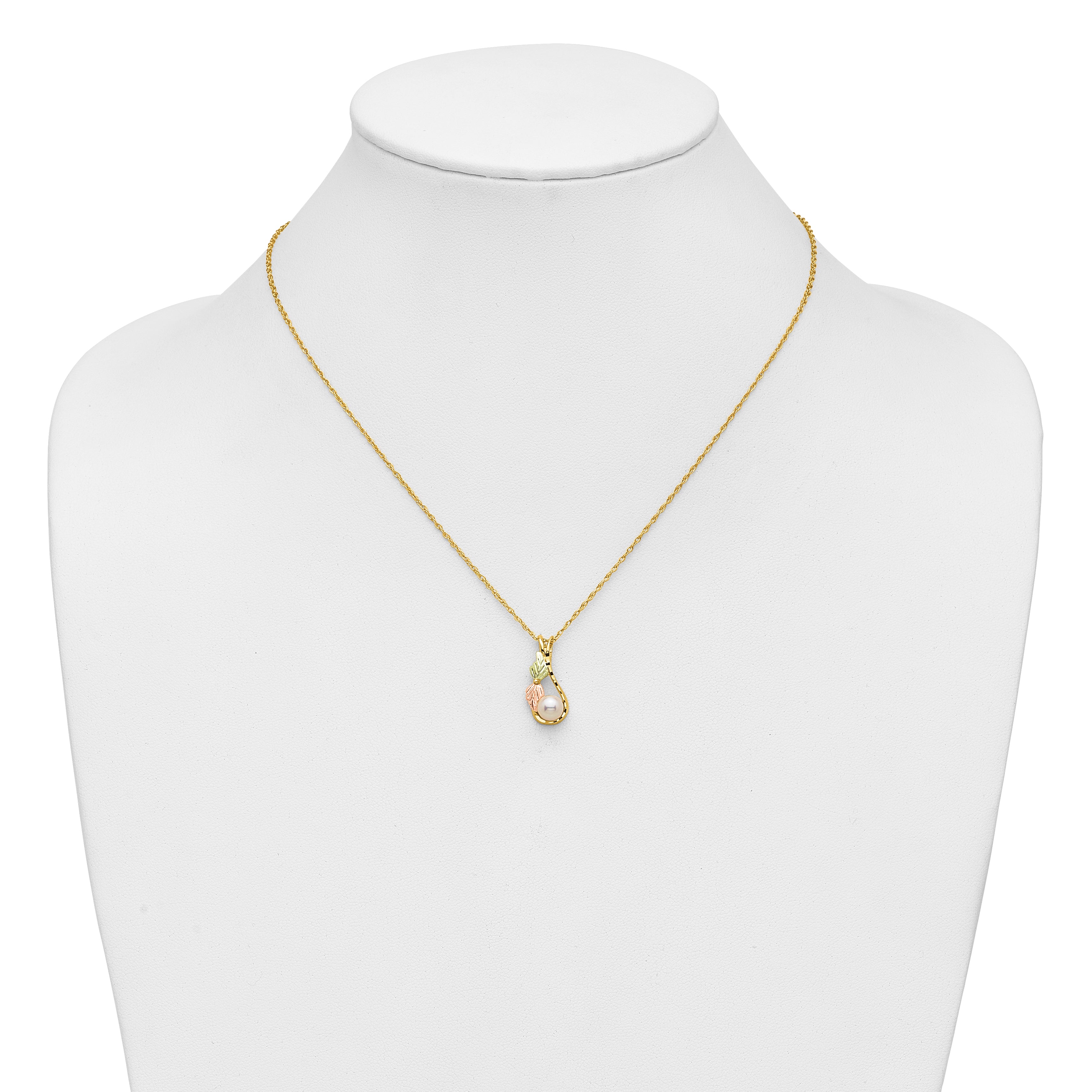 10K Tri-color w/12K Accents FWC Pearl Black Hills Gold Necklace