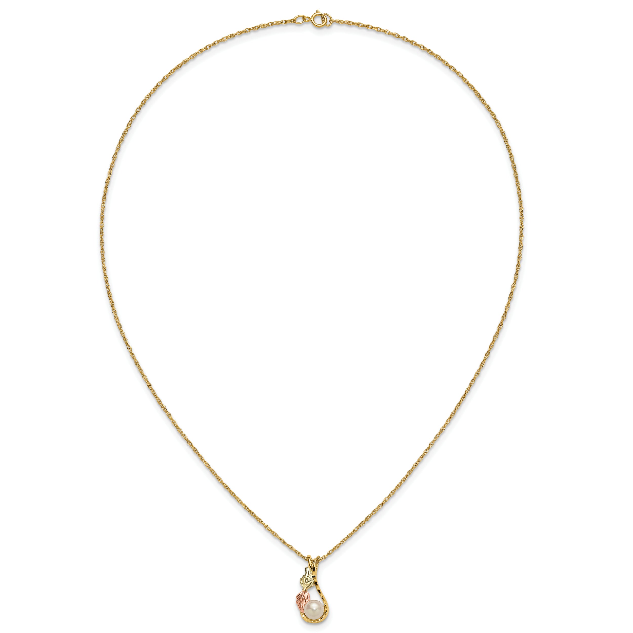 10K Tri-color w/12K Accents FWC Pearl Black Hills Gold Necklace