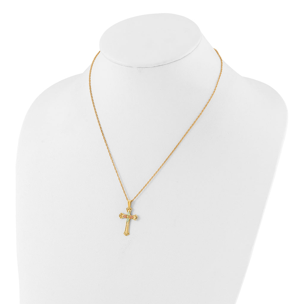 10k w/12K Accents Black Hills Gold Cross 18IN Necklace