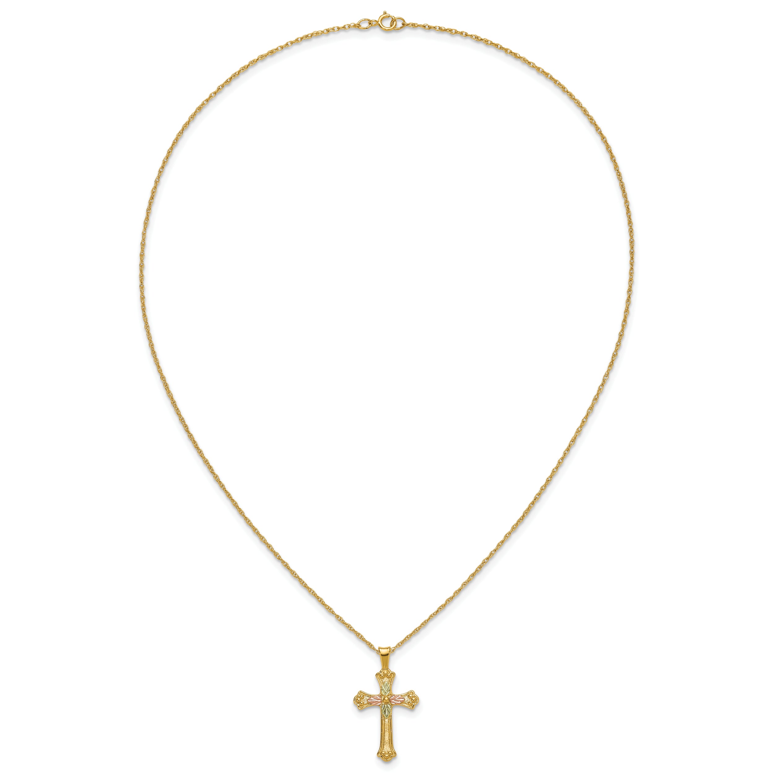 10k w/12K Accents Black Hills Gold Cross 18IN Necklace