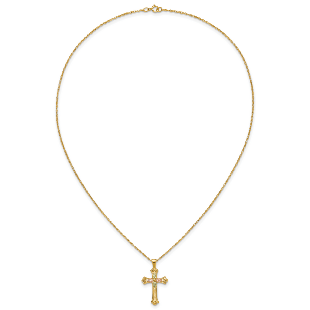10k w/12K Accents Black Hills Gold Cross 18IN Necklace