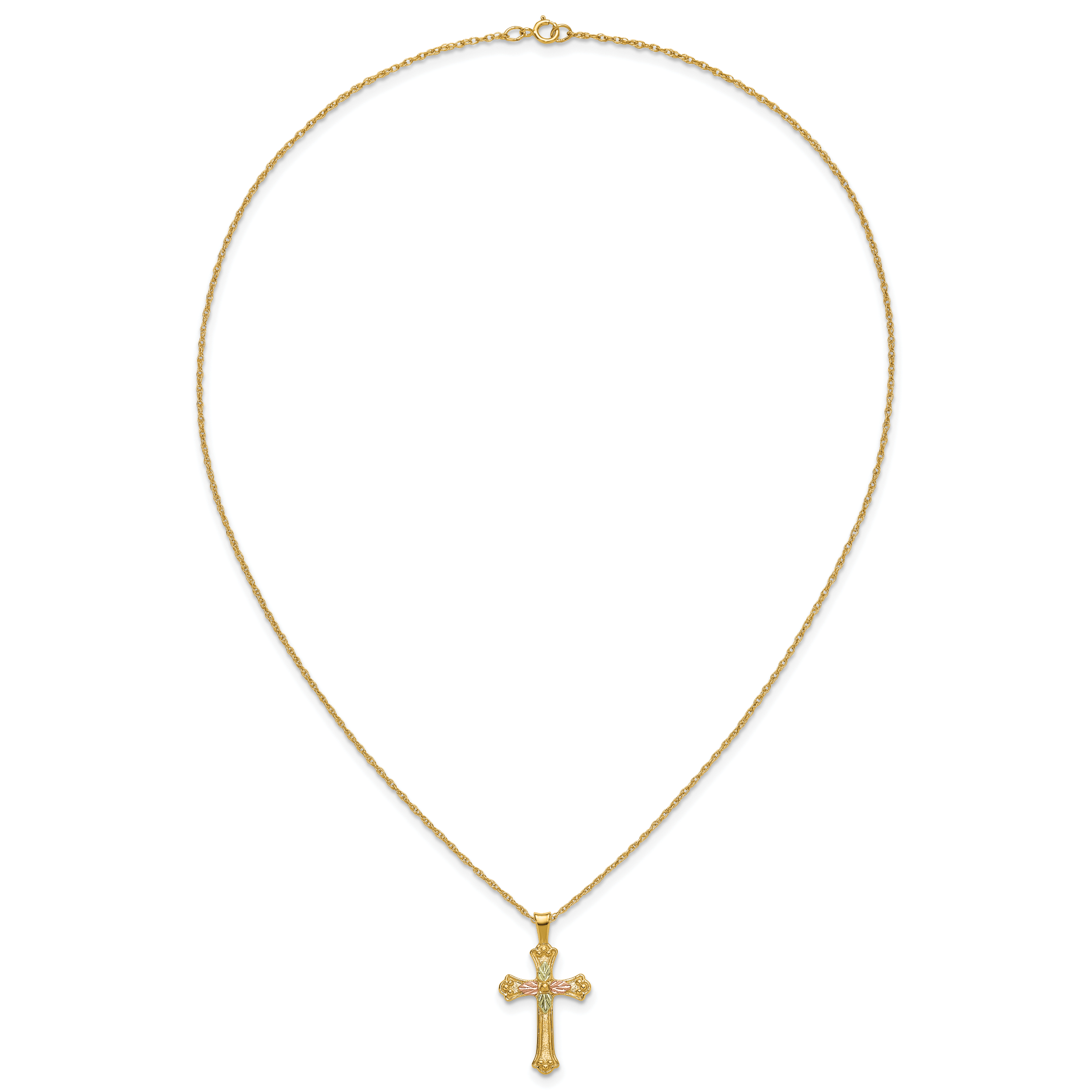 10k w/12K Accents Black Hills Gold Cross 18IN Necklace